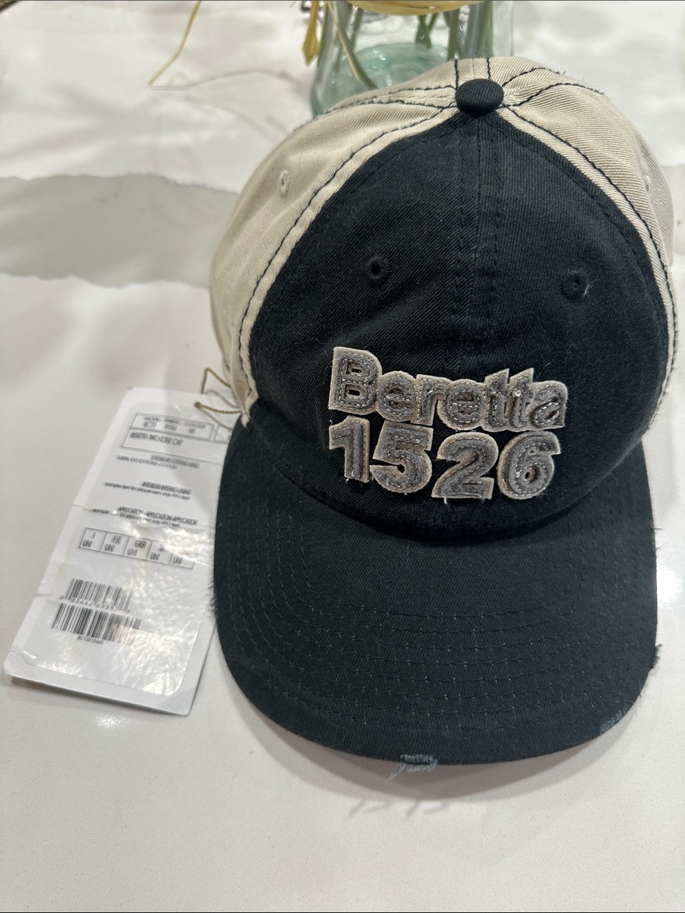Beretta 1526 Baseball Cap in Black and Cream
